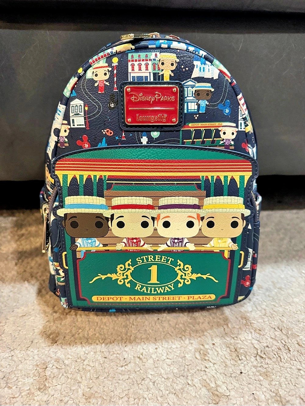 Loungefly Disney Parks Main Street Dapper Dans Mini Backpack Blue & Red - Picture 1 of 5